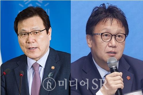 최종구 라이나전성기재단 이사장, 민병두 전 더불어민주당 의원(오른쪽). 구혜정 기자