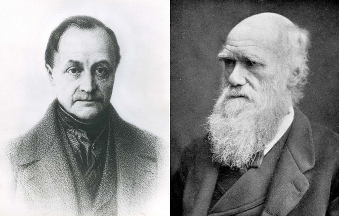    오퀴스트 콩트(왼쪽)와 찰스 다윈.