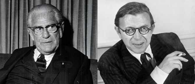  맥스웰 몰츠(1899∼1975, 왼쪽)와 장 폴 사르트르(1905~1980). 
