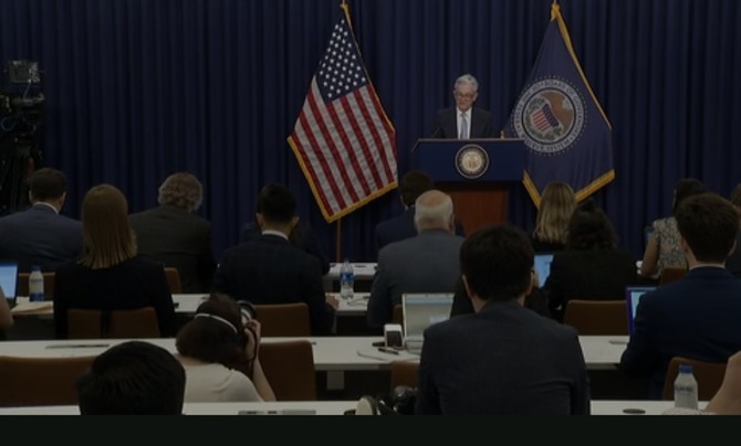 6월 연준 FOMC 정례회의 이후 제롬 파월 연준 의장이 브리핑을 하고 있다. 사진. FOMC 유튜브 캡쳐.