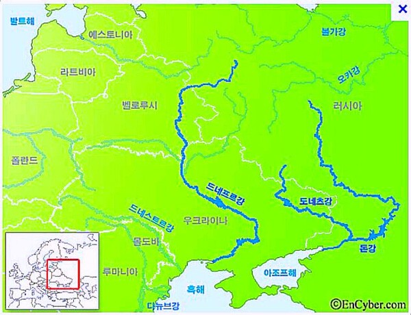    우크라이나를 관통하는 드니프로강(두산 백과).