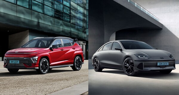 (왼쪽부터) 현대자동차 2024년형 '코나 일렉트릭', 중형 전기 세단 '아이오닉 6 블랙 에디션'. /사진=현대자동차그룹