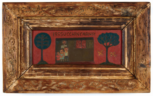 장욱진, ‘가족’ 1955, 캔버스에 유화 물감, 6.8×18㎝(액자 크기: 4.5×17.8×29㎝) 국립현대미술관